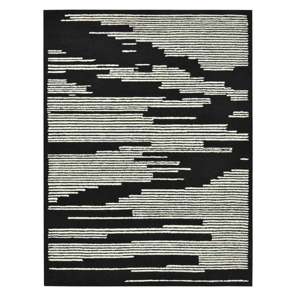 Amer Rugs Chicago Modern Geometric Hand-hooked Area Rug - Elegant Natural Wool Design For Timeless Decor Ebony Wool Chi60810