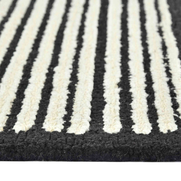 Amer Rugs Chicago Modern Geometric Hand-hooked Area Rug - Elegant Natural Wool Design For Timeless Decor Ebony Wool Chi60810