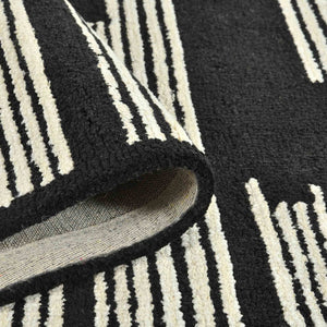 Amer Rugs Chicago Modern Geometric Hand-hooked Area Rug - Elegant Natural Wool Design For Timeless Decor Ebony Wool Chi60810