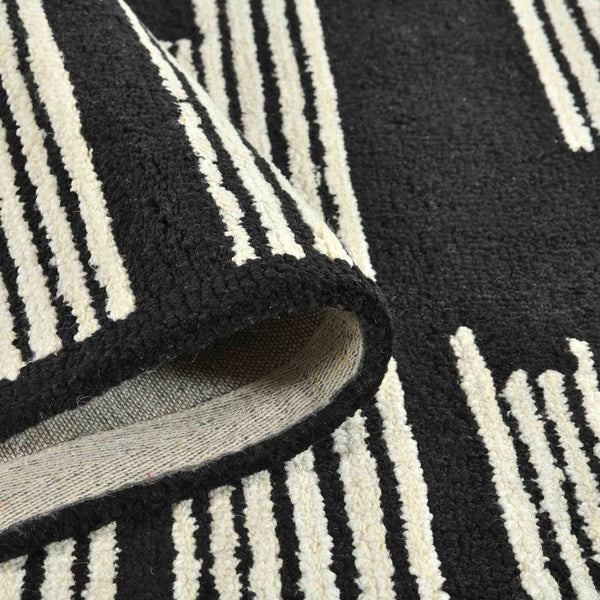 Amer Rugs Chicago Modern Geometric Hand-hooked Area Rug - Elegant Natural Wool Design For Timeless Decor Ebony Wool Chi60810