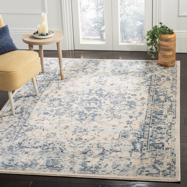 Safavieh Charleston Ivory & Navy Low-Profile Area Rug 6X8 — Power-Loomed Turkey, Durable Polypropylene Blend CHL411A-68