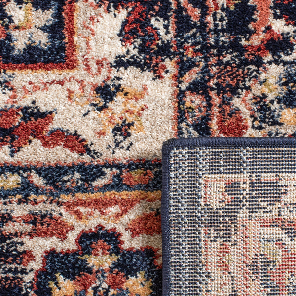 Safavieh Charleston Elegant Round Area Rug In Timeless Ivory And Navy, Perfect For Modern Home Decor Navy ,Red 68% Polypropylene,24% Jute,8% Latex Chl411l-5r