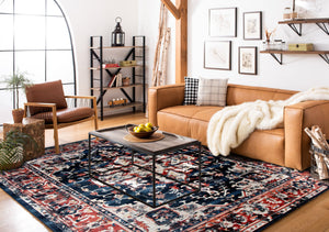 Safavieh Charleston Elegant Round Area Rug In Timeless Ivory And Navy, Perfect For Modern Home Decor Navy ,Red 68% Polypropylene,24% Jute,8% Latex Chl411l-5r