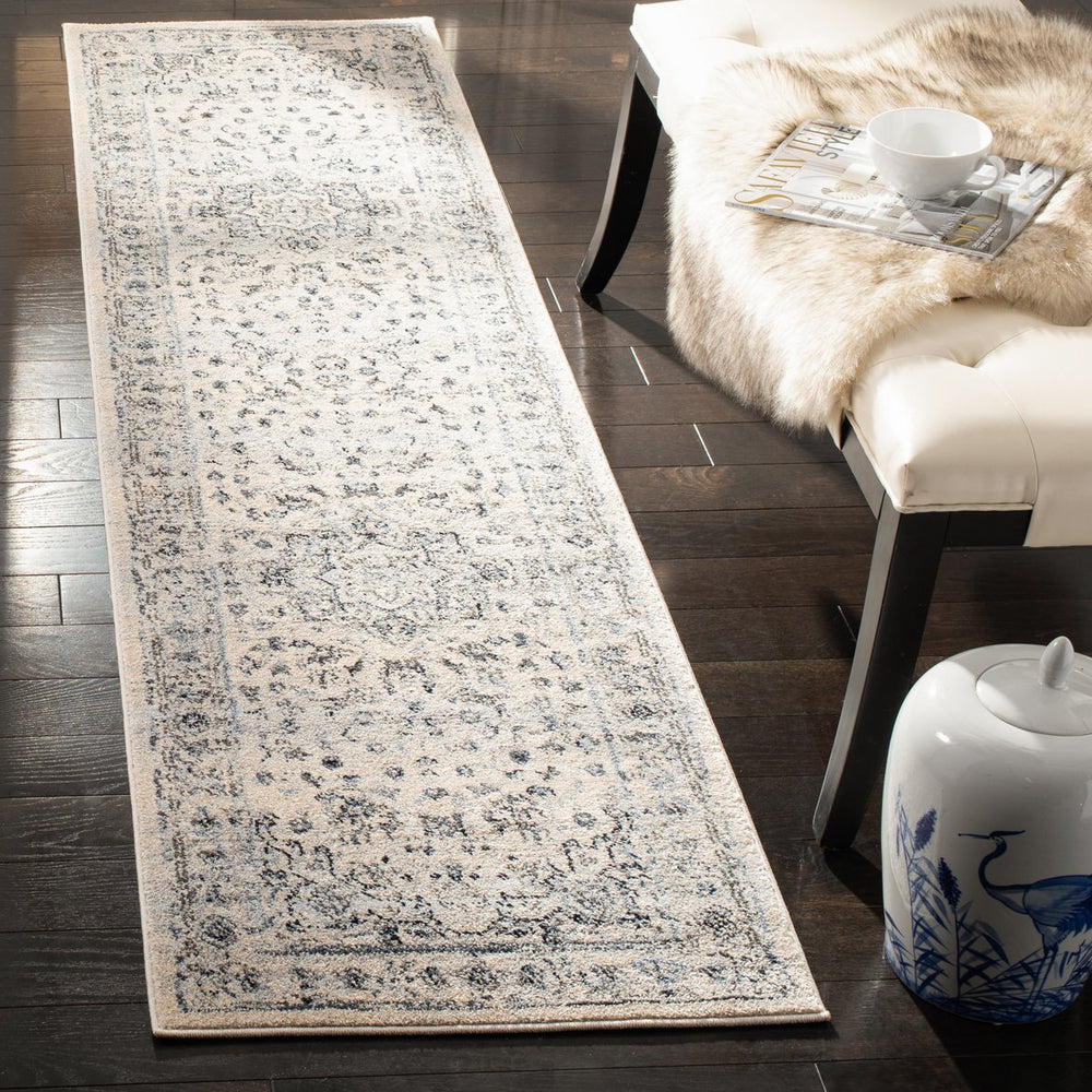 Safavieh Charleston Ivory Light Blue Floral Rug 6X8 — Power-Loomed Turkey, Low-Profile 1/2" Pile, Durable Elegance CHL411M-68