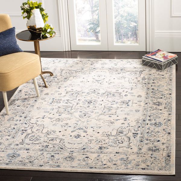 Safavieh Charleston Ivory Light Blue Floral Rug 6X8 — Power-Loomed Turkey, Low-Profile 1/2" Pile, Durable Elegance CHL411M-68