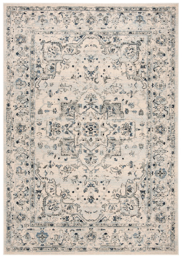 Safavieh Charleston Ivory Light Blue Floral Rug 6X8 — Power-Loomed Turkey, Low-Profile 1/2" Pile, Durable Elegance CHL411M-68