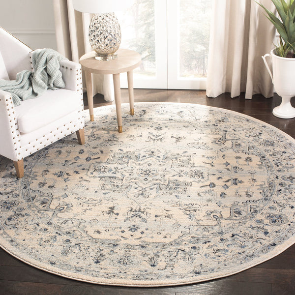 Safavieh Charleston Ivory Light Blue Floral Rug 6X8 — Power-Loomed Turkey, Low-Profile 1/2" Pile, Durable Elegance CHL411M-68
