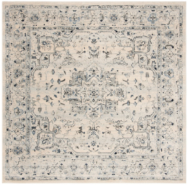 Safavieh Charleston Ivory Light Blue Floral Rug 6X8 — Power-Loomed Turkey, Low-Profile 1/2" Pile, Durable Elegance CHL411M-68