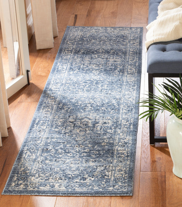 Safavieh Charleston Navy & Creme Floral Area Rug 6X8 — Power-Loomed Turkey, Low Pile, Durable Poly-Jute Blend CHL411N-68