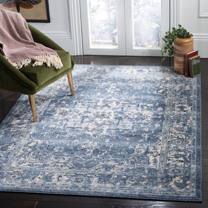 Safavieh Charleston Navy & Creme Floral Area Rug 6X8 — Power-Loomed Turkey, Low Pile, Durable Poly-Jute Blend CHL411N-68