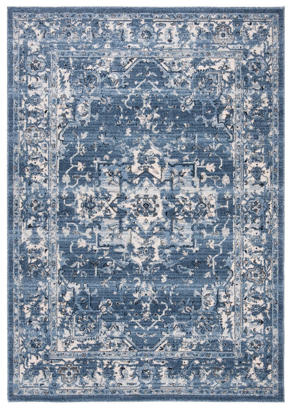 Safavieh Charleston Navy & Creme Floral Area Rug 6X8 — Power-Loomed Turkey, Low Pile, Durable Poly-Jute Blend CHL411N-68