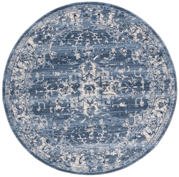 Safavieh Charleston Navy & Creme Floral Area Rug 6X8 — Power-Loomed Turkey, Low Pile, Durable Poly-Jute Blend CHL411N-68