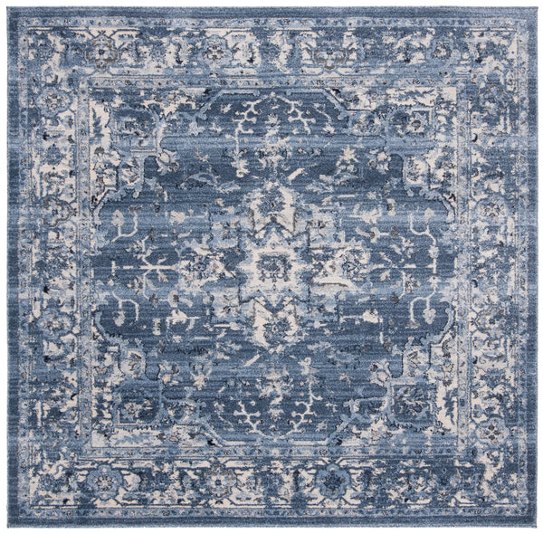 Safavieh Charleston Navy & Creme Floral Area Rug 6X8 — Power-Loomed Turkey, Low Pile, Durable Poly-Jute Blend CHL411N-68