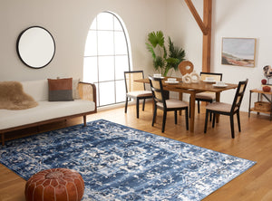 Safavieh Charleston Navy & Creme Floral Area Rug 6X8 — Power-Loomed Turkey, Low Pile, Durable Poly-Jute Blend CHL411N-68