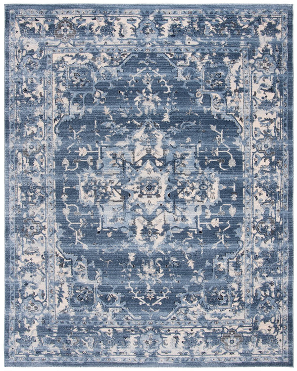 Safavieh Charleston Navy & Creme Floral Area Rug 6X8 — Power-Loomed Turkey, Low Pile, Durable Poly-Jute Blend CHL411N-68