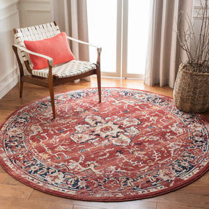 Safavieh Charleston Elegant Round Area Rug In Timeless Ivory And Navy, Perfect For Modern Home Decor Red ,Ivory 68% Polypropylene,24% Jute,8% Latex Chl411q-5sq