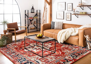 Safavieh Charleston Elegant Round Area Rug In Timeless Ivory And Navy, Perfect For Modern Home Decor Red ,Ivory 68% Polypropylene,24% Jute,8% Latex Chl411q-5sq