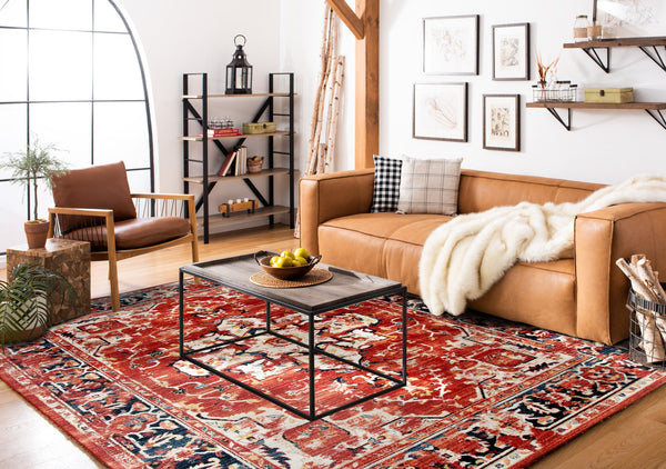 Safavieh Charleston Elegant Round Area Rug In Timeless Ivory And Navy, Perfect For Modern Home Decor Red ,Ivory 68% Polypropylene,24% Jute,8% Latex Chl411q-5sq