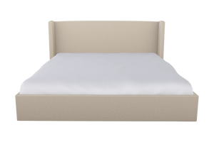 Moss Home Chloe King Bed - Elegant Low Profile Shelter Headboard Design For A Sophisticated Bedroom Look Almond 100% Polyester Chlo-bed-kin-covalm