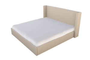 Moss Home Chloe King Bed - Elegant Low Profile Shelter Headboard Design For A Sophisticated Bedroom Look Almond 100% Polyester Chlo-bed-kin-covalm