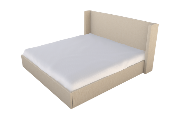 Moss Home Chloe King Bed - Elegant Low Profile Shelter Headboard Design For A Sophisticated Bedroom Look Almond 100% Polyester Chlo-bed-kin-covalm