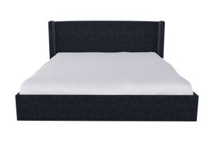 Moss Home Chloe King Bed - Elegant Low Profile Shelter Headboard Design For A Sophisticated Bedroom Look Midnight 100% Polyester Chlo-bed-kin-covmid