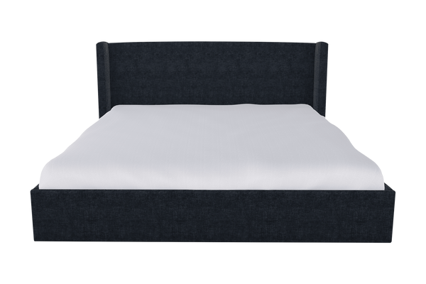 Moss Home Chloe King Bed - Elegant Low Profile Shelter Headboard Design For A Sophisticated Bedroom Look Midnight 100% Polyester Chlo-bed-kin-covmid