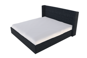 Moss Home Chloe King Bed - Elegant Low Profile Shelter Headboard Design For A Sophisticated Bedroom Look Midnight 100% Polyester Chlo-bed-kin-covmid