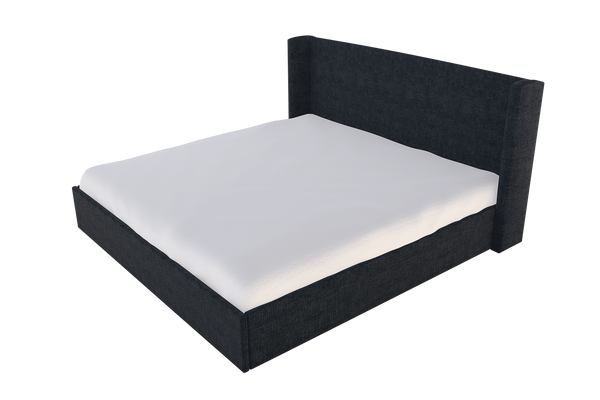 Moss Home Chloe King Bed - Elegant Low Profile Shelter Headboard Design For A Sophisticated Bedroom Look Midnight 100% Polyester Chlo-bed-kin-covmid