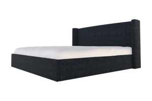 Moss Home Chloe King Bed - Elegant Low Profile Shelter Headboard Design For A Sophisticated Bedroom Look Midnight 100% Polyester Chlo-bed-kin-covmid