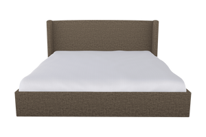 Moss Home Chloe King Bed - Elegant Low Profile Shelter Headboard Design For A Sophisticated Bedroom Look Mushroom 100% Polyester Chlo-bed-kin-covmus