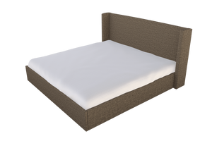 Moss Home Chloe King Bed - Elegant Low Profile Shelter Headboard Design For A Sophisticated Bedroom Look Mushroom 100% Polyester Chlo-bed-kin-covmus