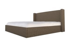 Moss Home Chloe King Bed - Elegant Low Profile Shelter Headboard Design For A Sophisticated Bedroom Look Mushroom 100% Polyester Chlo-bed-kin-covmus