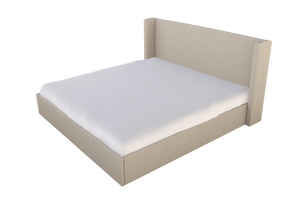 Moss Home Chloe King Bed - Elegant Low Profile Shelter Headboard Design For A Sophisticated Bedroom Look Platinum 100% Polyester Chlo-bed-kin-covpla