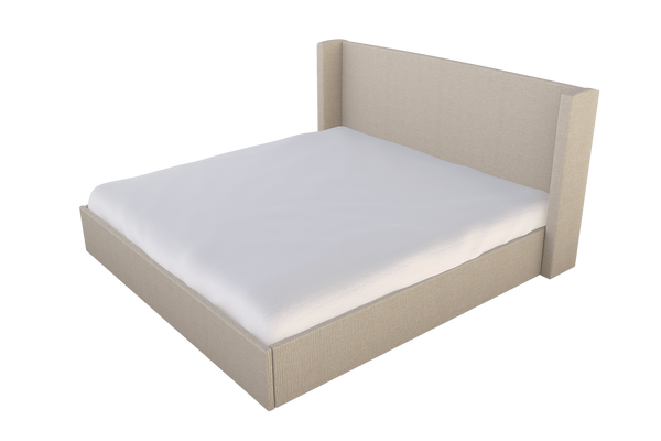 Moss Home Chloe King Bed - Elegant Low Profile Shelter Headboard Design For A Sophisticated Bedroom Look Platinum 100% Polyester Chlo-bed-kin-covpla