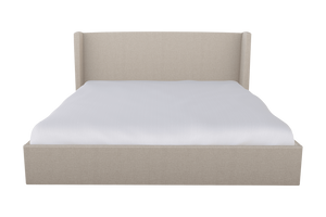 Moss Home Chloe King Bed - Elegant Low Profile Shelter Headboard Design For A Sophisticated Bedroom Look Platinum 100% Polyester Chlo-bed-kin-covpla