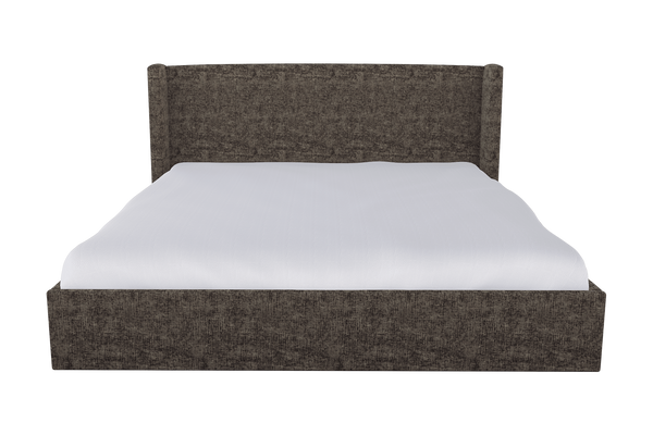 Moss Home Chloe King Bed - Elegant Low Profile Shelter Headboard Design For A Sophisticated Bedroom Look Truffle 100% Polyester Chlo-bed-kin-covtru