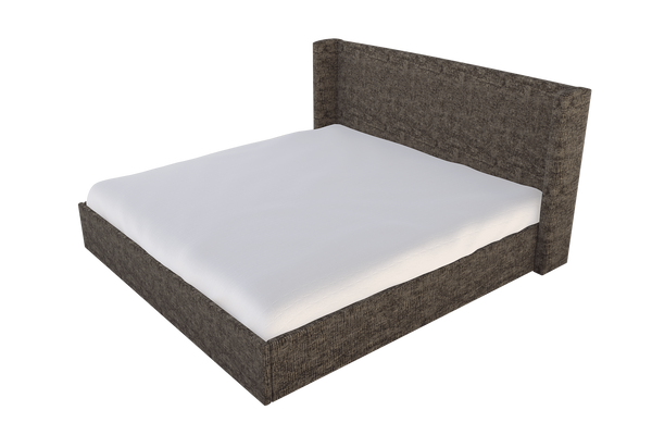 Moss Home Chloe King Bed - Elegant Low Profile Shelter Headboard Design For A Sophisticated Bedroom Look Truffle 100% Polyester Chlo-bed-kin-covtru