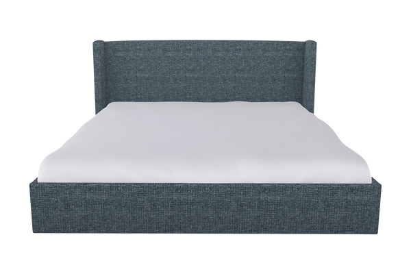 Moss Home Chloe Elegant King Bed With Low Profile Shelter Headboard For A Sophisticated Bedroom Upgrade Chambray 100% Polyester Chlo-bed-kin-doucha