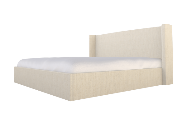 Moss Home Chloe Elegant King Bed With Low Profile Shelter Headboard For A Sophisticated Bedroom Upgrade Linen 100% Polyester Chlo-bed-kin-doulin