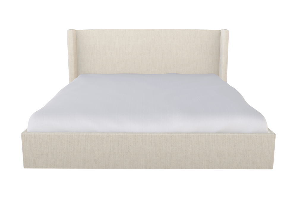 Moss Home Chloe Elegant King Bed With Low Profile Shelter Headboard For A Sophisticated Bedroom Upgrade Linen 100% Polyester Chlo-bed-kin-doulin