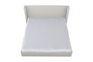 Moss Home Chloe King Bed - Elegant Hot Seat Vanilla Fabric With Low Profile Shelter Headboard For Modern Bedrooms Vanilla 90% Polyester,10% Linen Chlo-bed-kin-hotvan