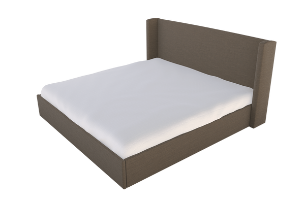 Moss Home Chloe King Bed – Elegant Low Profile Shelter Headboard For A Chic And Cozy Bedroom Retreat Cafe 54% Polyester 36% Viscose 10% Linen Chlo-bed-kin-offcaf