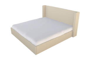 Moss Home Chloe King Bed – Elegant Low Profile Shelter Headboard For A Chic And Cozy Bedroom Retreat Natural 54% Polyester 36% Viscose 10% Linen Chlo-bed-kin-offnat