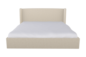 Moss Home Chloe King Bed – Elegant Low Profile Shelter Headboard For A Chic And Cozy Bedroom Retreat Natural 54% Polyester 36% Viscose 10% Linen Chlo-bed-kin-offnat