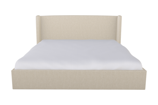 Moss Home Chloe King Bed – Elegant Low Profile Shelter Headboard For A Chic And Cozy Bedroom Retreat Natural 54% Polyester 36% Viscose 10% Linen Chlo-bed-kin-offnat