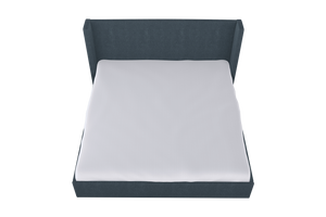 Moss Home Chloe King Bed - Elegant Low Profile Shelter Headboard Design For A Sophisticated Bedroom Look Denim 100% Polyester Chlo-bed-kin-shoden