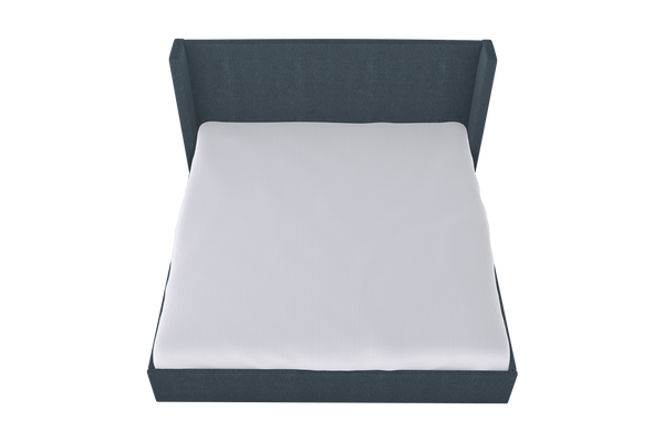 Moss Home Chloe King Bed - Elegant Low Profile Shelter Headboard Design For A Sophisticated Bedroom Look Denim 100% Polyester Chlo-bed-kin-shoden