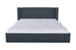 Moss Home Chloe King Bed - Elegant Low Profile Shelter Headboard Design For A Sophisticated Bedroom Look Denim 100% Polyester Chlo-bed-kin-shoden