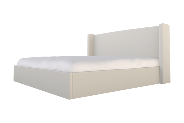 Moss Home Chloe King Bed - Elegant Low Profile Headboard Design For A Sophisticated And Stylish Bedroom Retreat Snow 100% Polyester Chlo-bed-kin-stusno